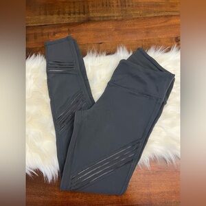 Alo Yoga High Waist Moto Leggings Charcoal Gray Mesh Panel Size Small